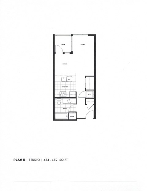 Floor plan for studio, 1 bath, 482 sqft